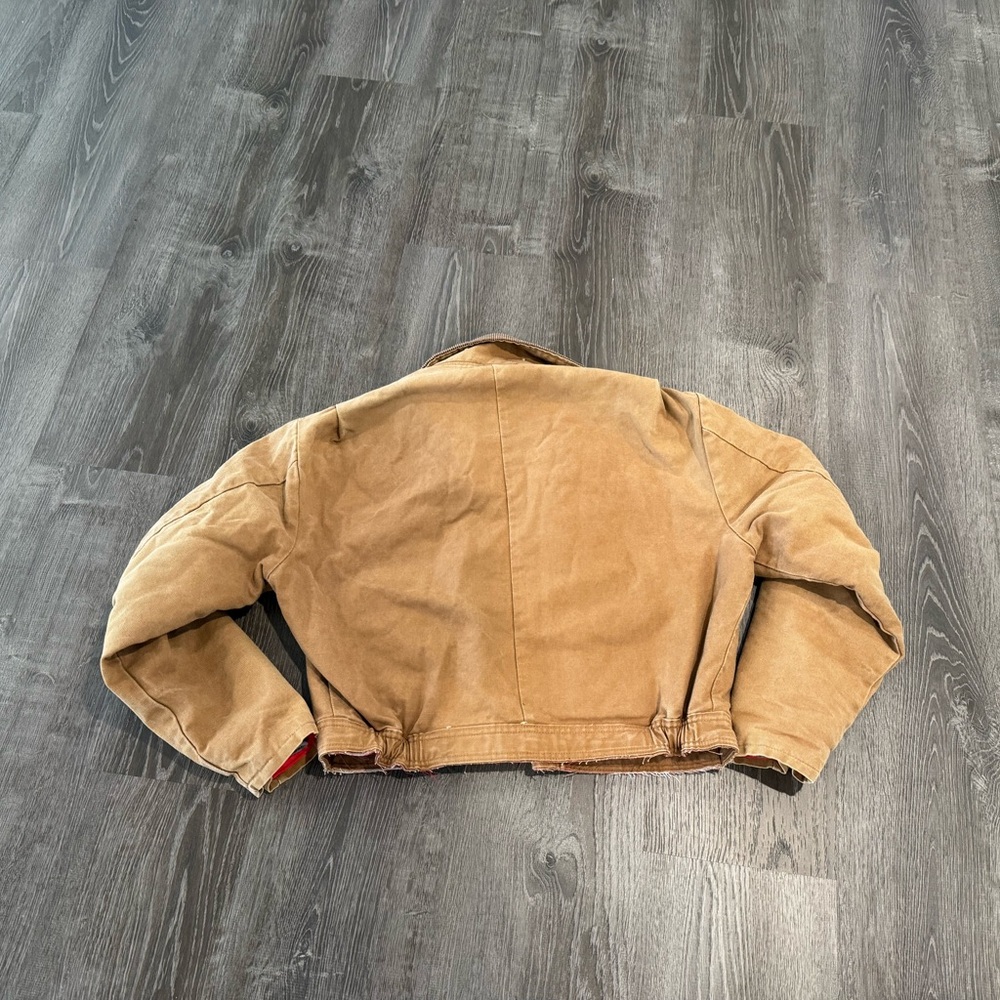 Walls Reworked Cropped Utility Coat, Brown Duck Canvas Jacket SZ 42-44 - Picture 6 of 9